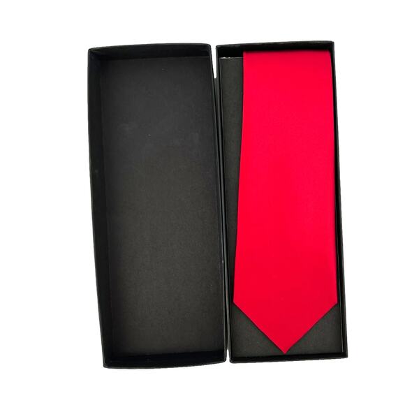 Jonathan Wachtel Men's Formal Silk Necktie in Red with Original Box - Picture 9 of 11